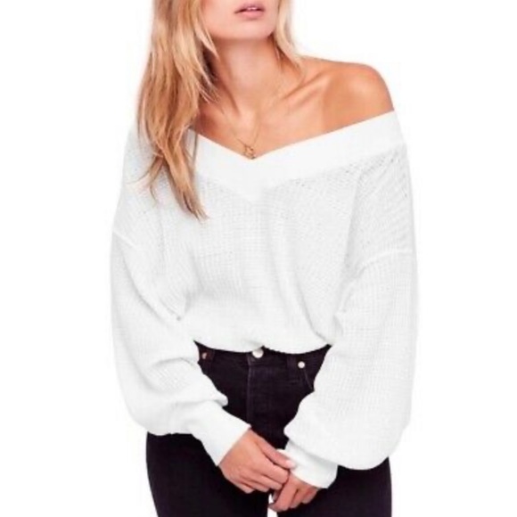 We The Free Tops - Free People White South Side Waffle Thermal Top